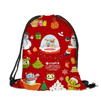 

Merry Christmas Printed Drawstring Bags Backpack Candy Gift Bag Bundle Pocket Dropshipping Wholesale #Y
