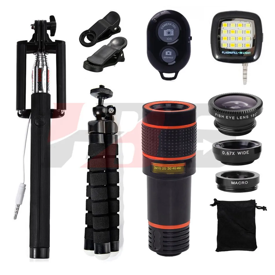 12x Zoom Telephoto Lentes 3in1 Fish eye Fisheye Lens Wide Angle Macro