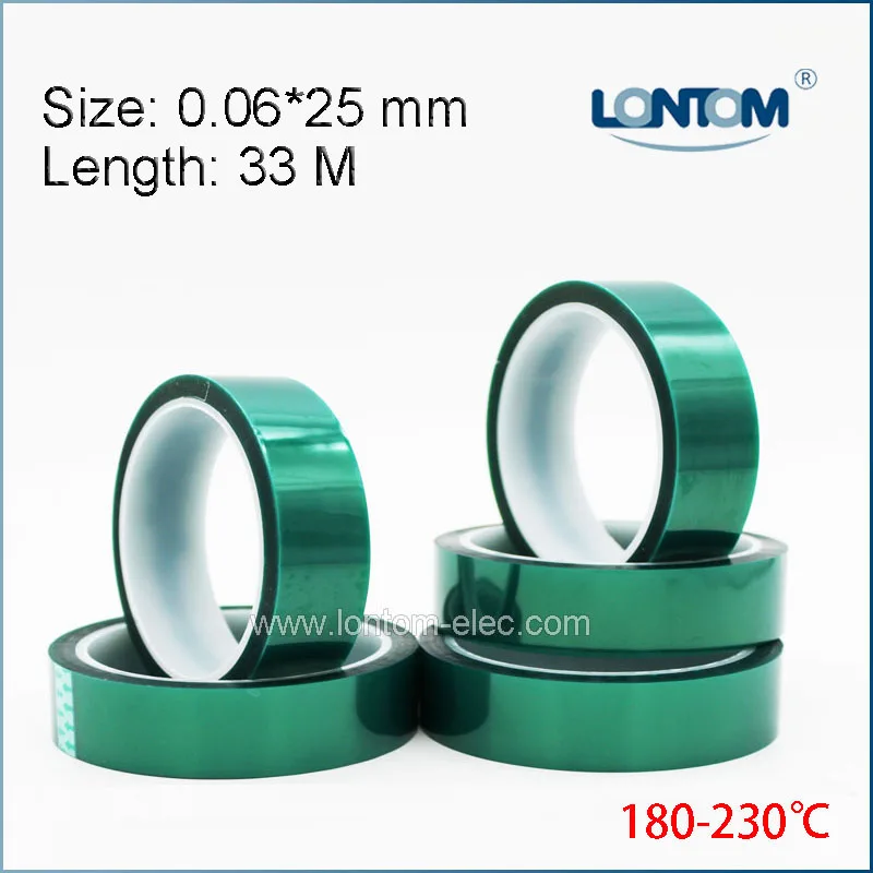 

5 rolls 25mm width Green PET Adhesive Tape High Temperature for PCB Solder Shielding