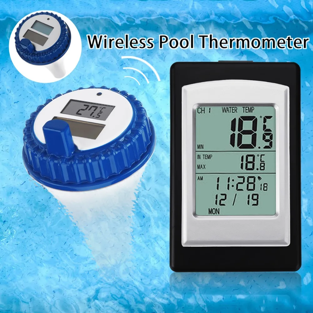 

2019 newest 3 channel solar power wireless swimming pool floating thermometer alarm clock with snooze