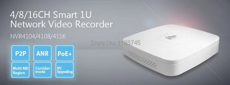 Dahua 16CH Channel NVR Network Video Recorder 1080P 1U Case Megapixel NVR4104/4108/4116