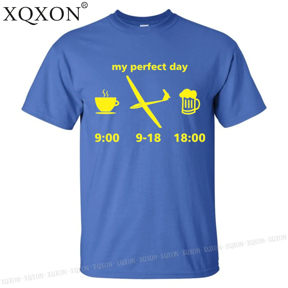 XQXON-my perfect day скользя Для мужчин футболка хорошего качества хлопок Летние Короткие рукава человек футболка; Топы K113 - Цвет: Blue