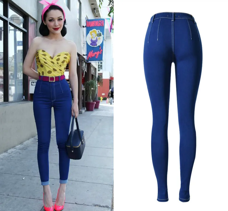 Однотонные женские джинсы с пуш-ап высокой талией, тонкие хлопковые темно-синие обтягивающие джинсы, модные элегантные эластичные узкие брюки высшего качества