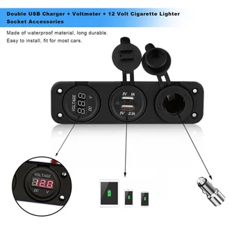 

Car Charger Car Styling 12V Dual USB 5V 2.1A/ 1A Cigarette Lighter Plug Power Adapter red Voltage Meter For Phone IPod table pc