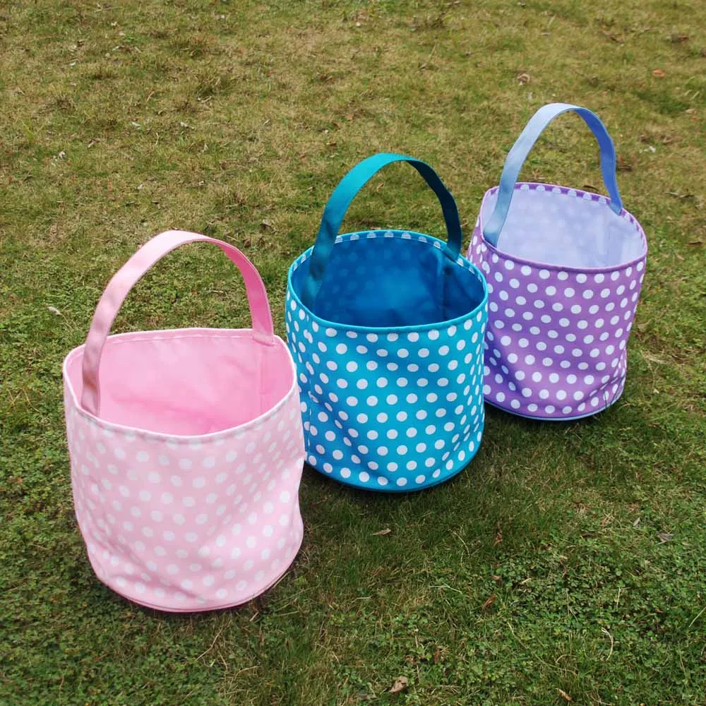 25cm*23.5cm Polka Dot Easter Baskets DOMIL Wholesale Blanks 600D Easter