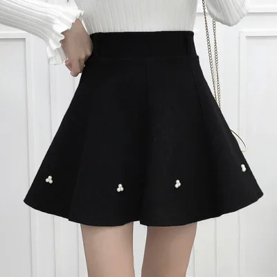 Осень зима корейский стиль плиссированная юбка размера плюс уличная Женская юбка высокая талия элегантная офисная одежда мини юбки теплые