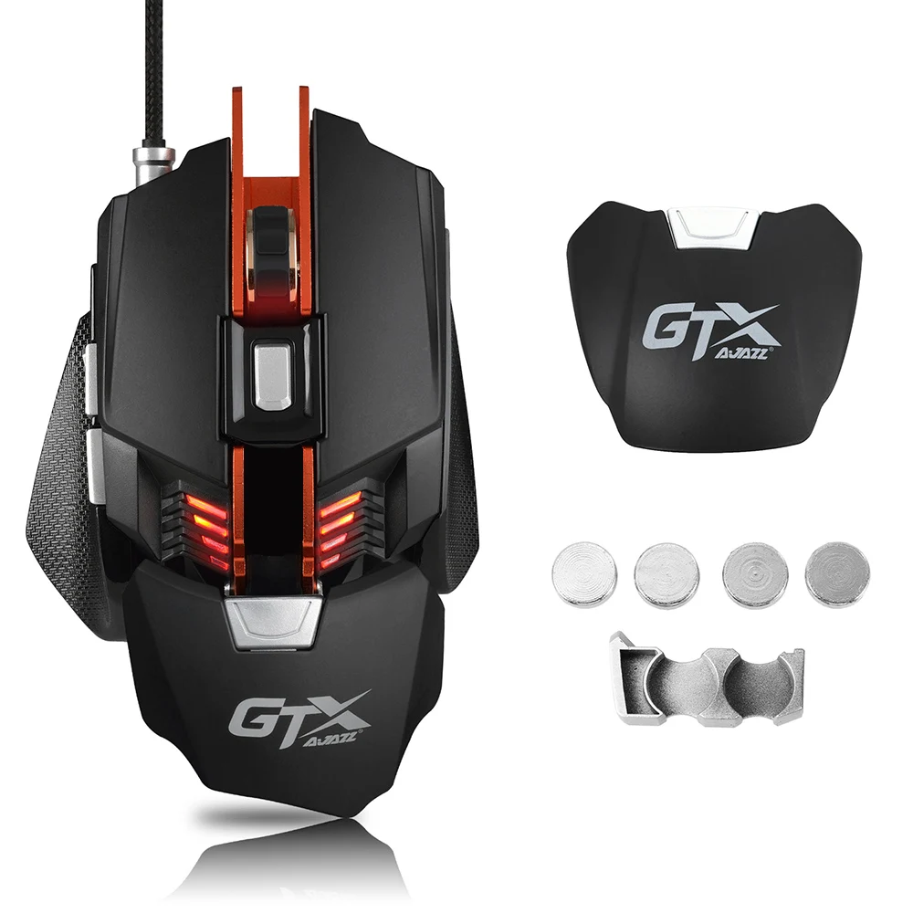 

AJAZZ GTX Gaming Mouse Mice 4000DPI USB Wired Mechanical Mouse 7 Buttons Replaceable Palm Rest Adjustable Breathing LED Light