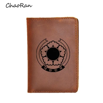 

The Republic of Korea Travel Passport Cover Simple Card Holders engrave Name Travel Wallet organizer Leather Passport Holder