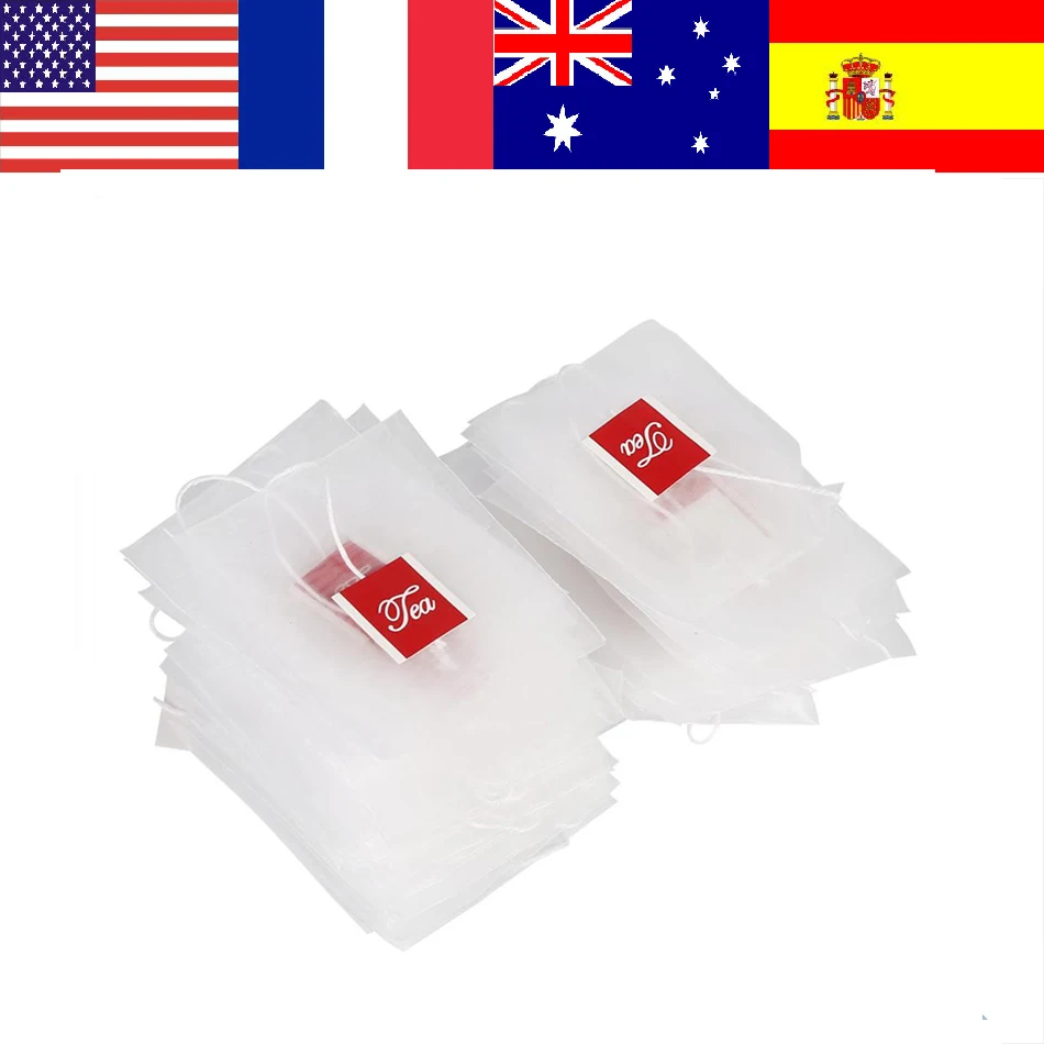 

100Pcs Nylon Empty Tea Infuser Bags Herb Spice Filter Strainer Bags Infuser Bag With String Household