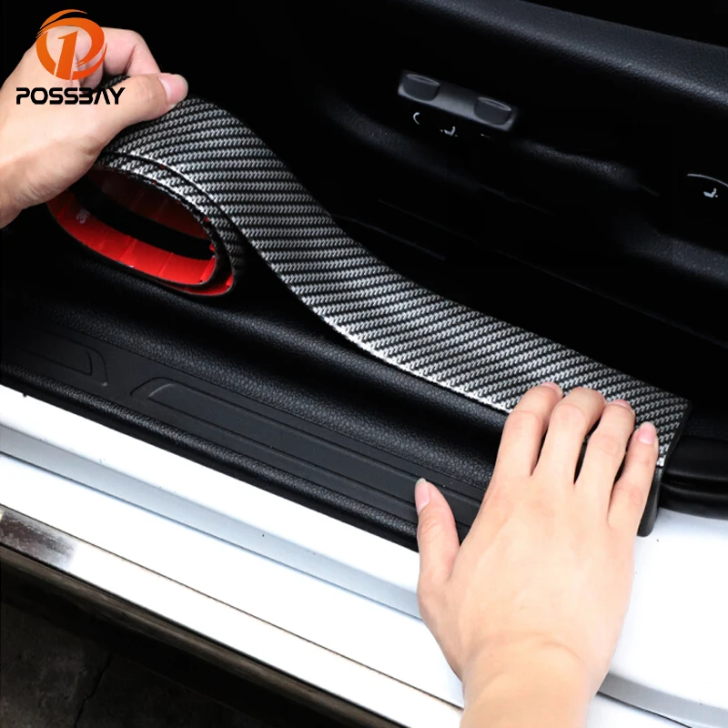 

POSSBAY Car-styling Car Trunk Bumper Protector Stickers Anti-scratch Auto Sill Plate Sheet Carbon fiber Bumper Strip Guard