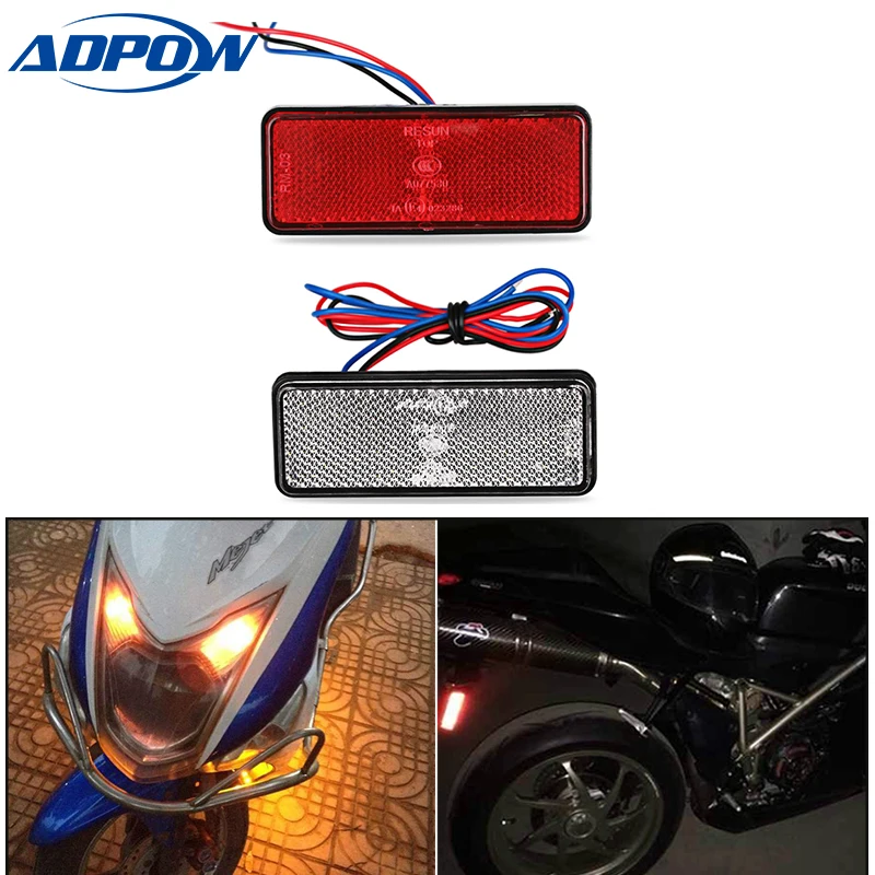 

1pcs 24LED Rectangle Motorcycle Reflector Tail Brake Turn Signal Light Lamp Car/ATV LED Reflectors/Truck Side Warning Lights