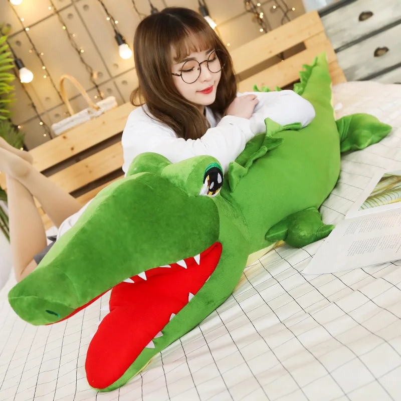 Зеленый Крокодил плюшевые игрушки рот открытый приятный длинный хвост крокодилов чучела аллигатора плюши дети подарок на день рождения
