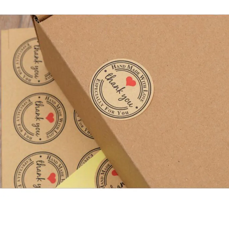 

120pcs/Set Thank You Retro Stickers Kraft Paper Label Thank You Sticker Round Labels Paper Stationery Sticker