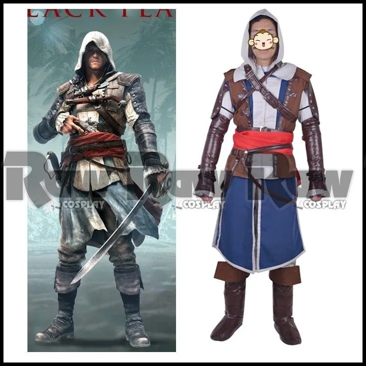 Assassins Creed 4 Black Flag Edward Kenway Outfit Uniform Herren Kostüme Cosplay