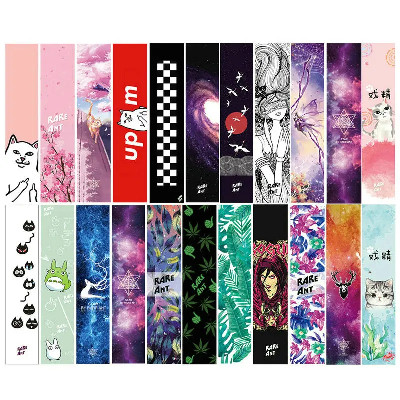 Goede 122 cm Dansen Longboard Griptapes Lange Grip Tape Skateboard Griptapes Anti Gleed Schuurpapier Kleurrijke Grafische Dek Beschermende