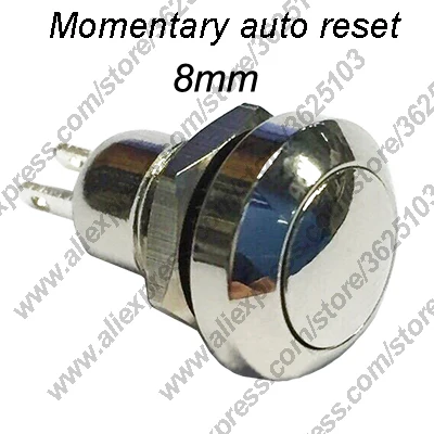 

2PCS 8MM Stainless Steel Button Momentary Not Fixed Auto Released Metal Switch Button Free Soldering With Screw Nut DIY