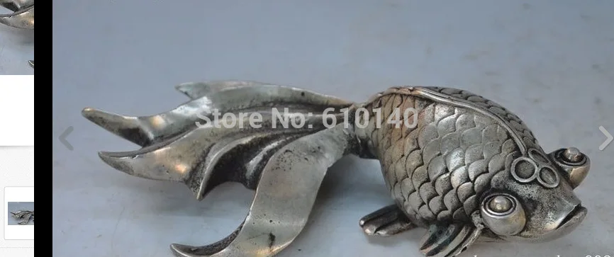 

wab6@@0000++Japanese fengshui silver copper goldfish fish animal lucky Auspicious art statue