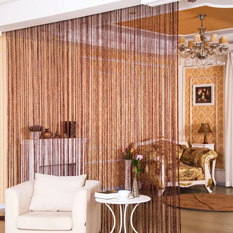 

Urijk 200x100cm Modern Style Flash Line Shiny Tassel String Door Window Curtain Valance Home Decor Living Room Divider Curtain