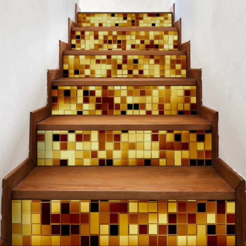 JX-LCLYL 6Pcs 3D Self-adhesive DIY Vinyl Staircase Stair Riser Floor Sticker Wall Decal
