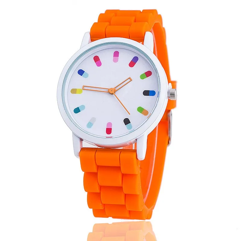 

Baru Wanita Silicone Band Sport Quartz Wrist Watch Mode Kasual Merek Colorful Quartz Jam Tangan Femme Relogio Feminino