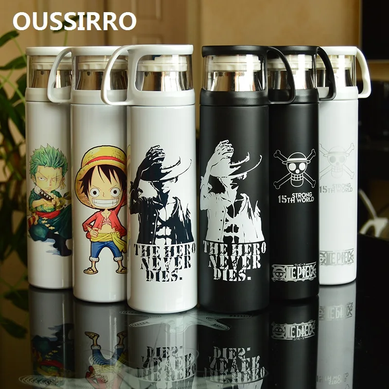 

OUSSIRRO 350/500ml Pure Color Stainless Steel Totoro One Piece Thermos Cup With Creative Cover Children Juice Thermos Cup