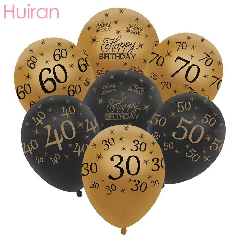 Huiran 10 PCS с днем рождения воздушные шары 30th 40th 50th 60th 70th баллоны номер