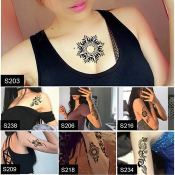 

6pcs/lot Mehndi Indian Henna Temporary Tattoo Stencil Tatoo Template Professional For hand body Painting bride term girls party