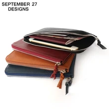 Women’s Slim Wallets Cover passport Genuine leather male Handbag Mobile Phone Packet zipper Girls Change long Purses Card Holder