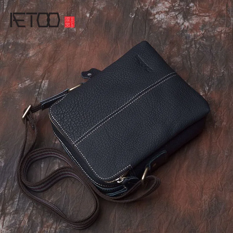 

EUMOANOriginal men's bag shoulder Messenger bag casual bag head layer of leather rough and spacious single-mini leather simple i