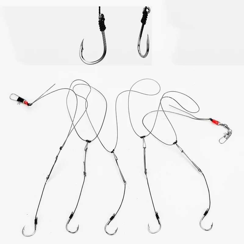 

Steel String Fishing Hook Barb Sea 5 Fishing Hooks With Nylon Line Fishing String Fishing Tackle Accessories New