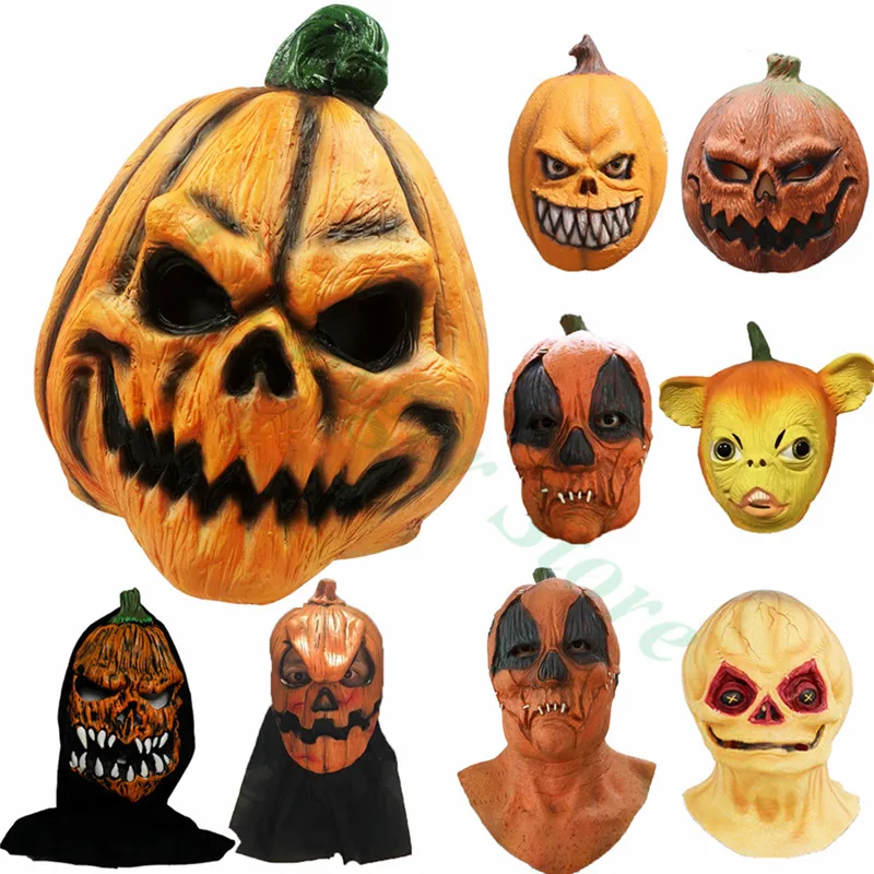 

Halloween Scary Pumpkin Latex Mask Cosplay Props Party Dress Terror Ghost