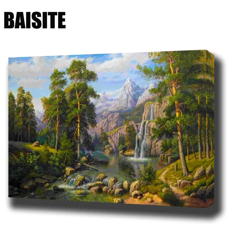 Картина маслом по номерам BAISITE DIY в рамке пейзаж на холсте для гостиной настенный