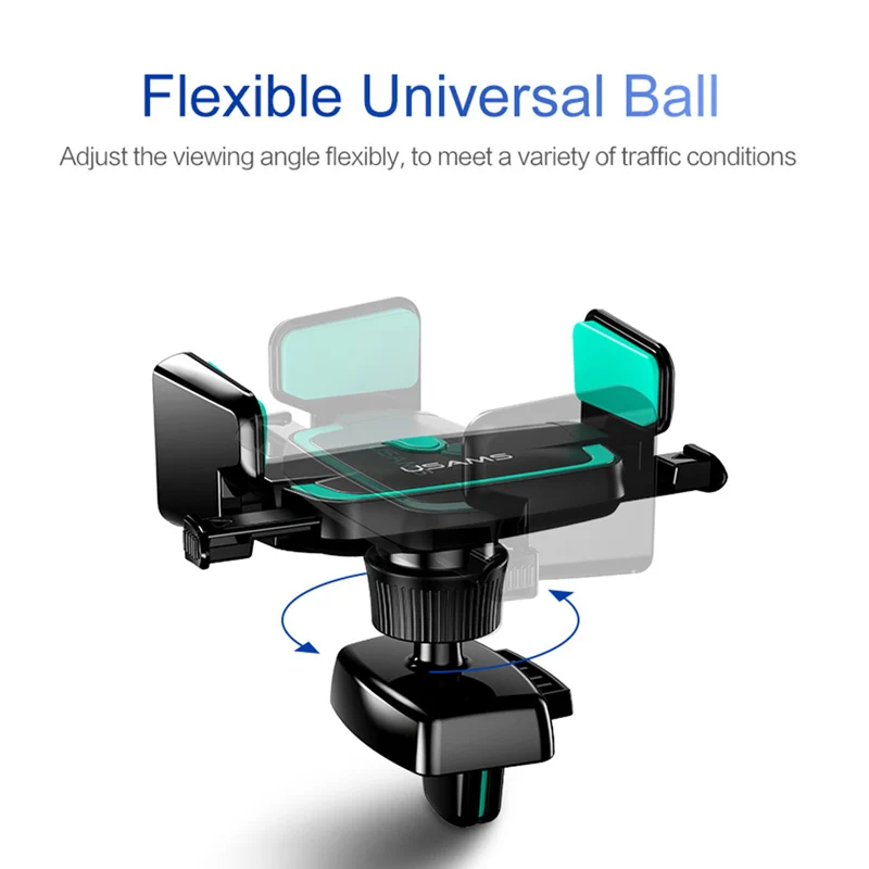 Автомобильная Подставка для телефона, USAMS, держатель для телефона в машину, 360 градусов, крепление на вентиляционное отверстие, эластичная подставка для iPhone XS max, автомобильный держатель