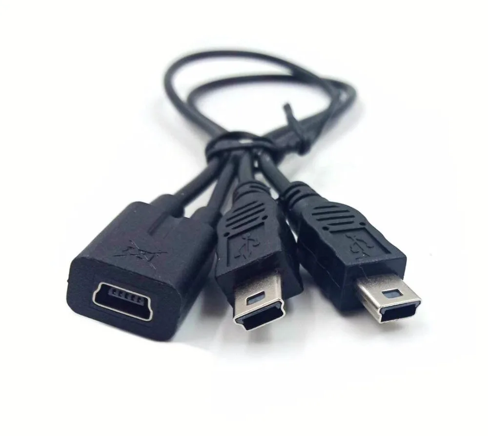 Mini USB 1-2 Y кабель-разветвитель, USB 2,0 Mini 5-Pin Female to Double 2 Male конвертер высокоскоростной кабель для зарядки шнур