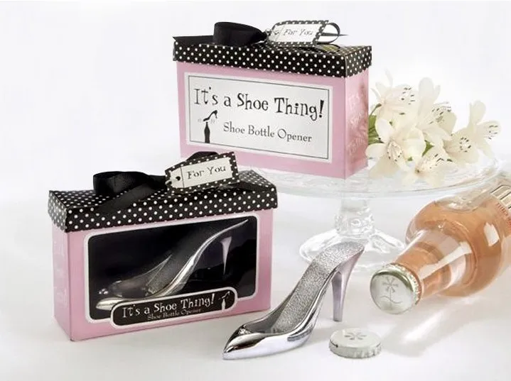 

Wedding Gift and giveaways High-helled Shoe Shaped Bottle Opener In Gift Box 100pcs/lot
