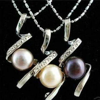 

huij 003760 Wholesale 3PCS Natural 8-9mm Mix Color Pearl Pendant/Necklace