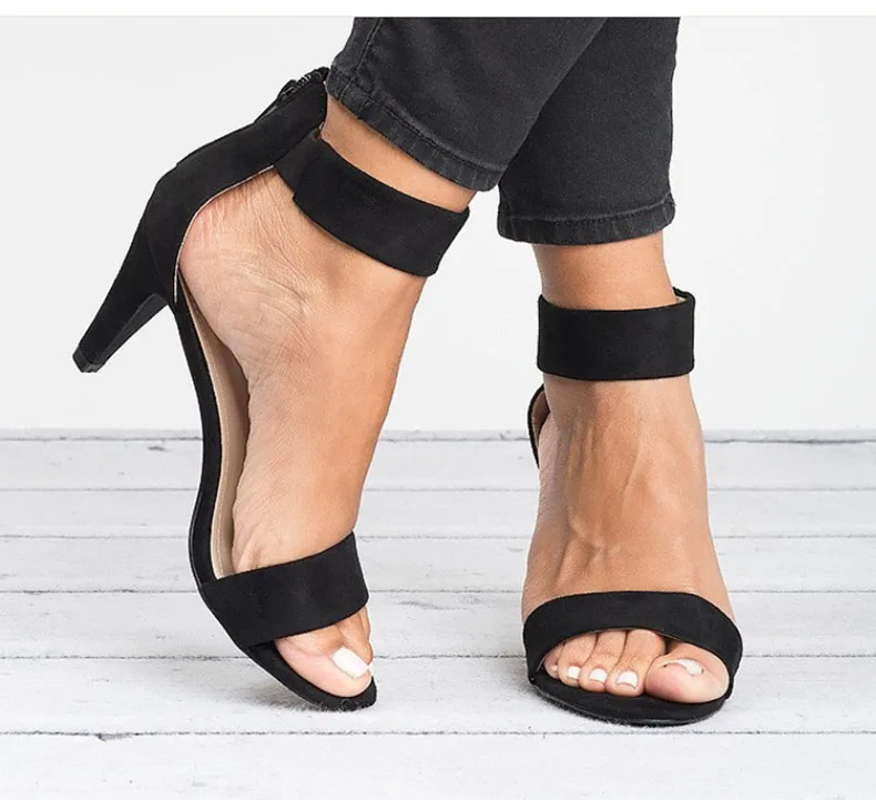 Women Sandals Open Toe Summer Shoes With 5CM High Heels Sandals Female Plus Size 43 Thin Heel Shoes Woman 2019 Sandalias Mujer