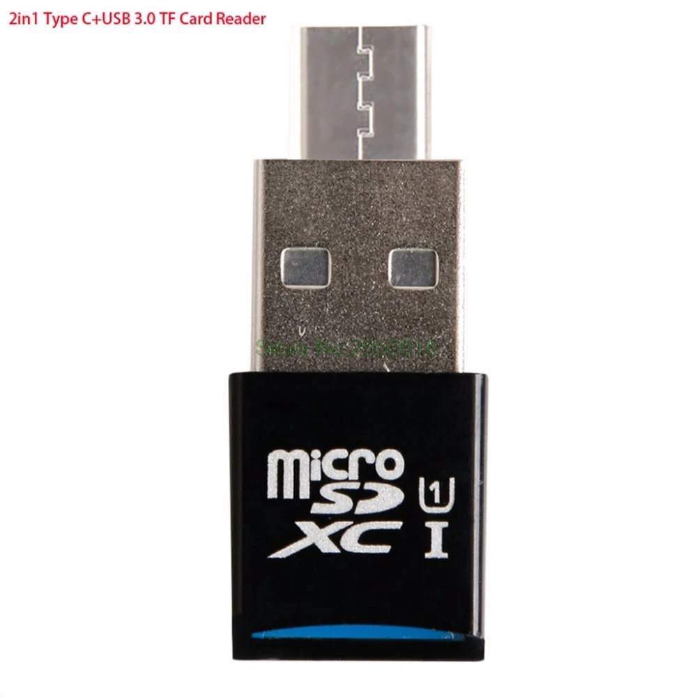 2 в 1 Тип C USB 3,0 Micro SD TF Card Reader адаптер для Macbook S8 Note8 G6 Android телефон ПК ноутбук планшет черный C26