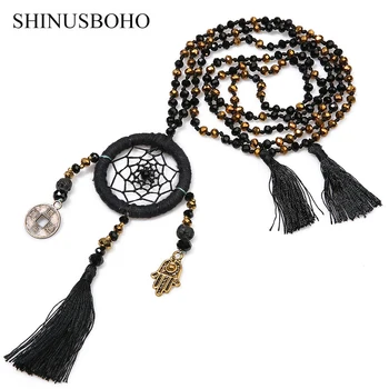 

SHINUS BOHO Women Classic Necklace Semi-precious Stones Long Beaded Statement Necklaces Bohemian New Trendy Neck Jewelry Bijoux