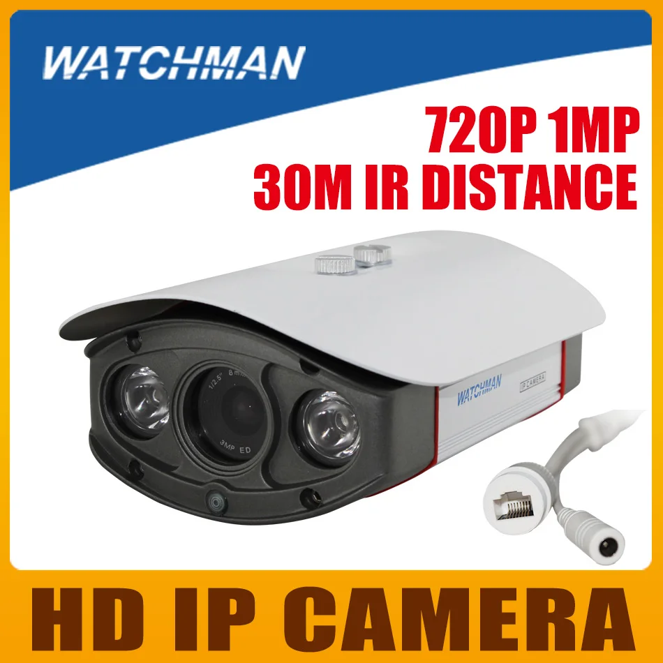 

Watchman 1.0Megapixel CCTV HD 720P IP Camera 50M IR Distance Security Linux H.264 IP66 Outdoor Video Surveillance