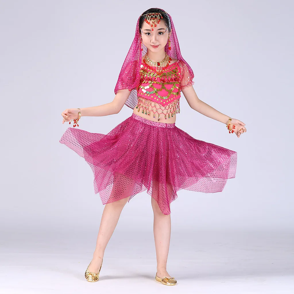 Качественное индийское ювелирное сари, платье для девочек, восточное, для детей, для танца живота, восточные костюмы, комплект одежды, Deadpool Gypsy