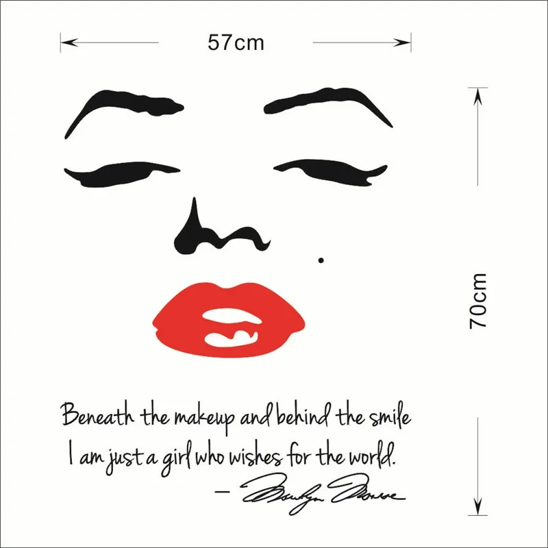 8002 Ebay Chaude Marilyn Monroe Visage Rouge A Levres Citations Inspirantes Stickers Muraux Fille Decor A La Maison Vinyle Decalque Lit Chambre Murale Art Aliexpress