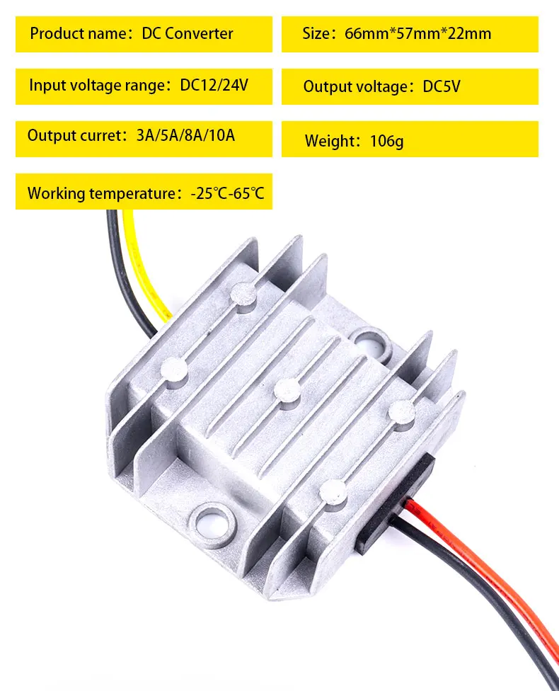 DC-DC, 12 В, 24 В до 5 В, 3A 5A 8A 10A, встроенная в транспортное средство трансформатор постоянного тока модуль Водонепроницаемый понижающий преобразователь 12 V 24 V 5V