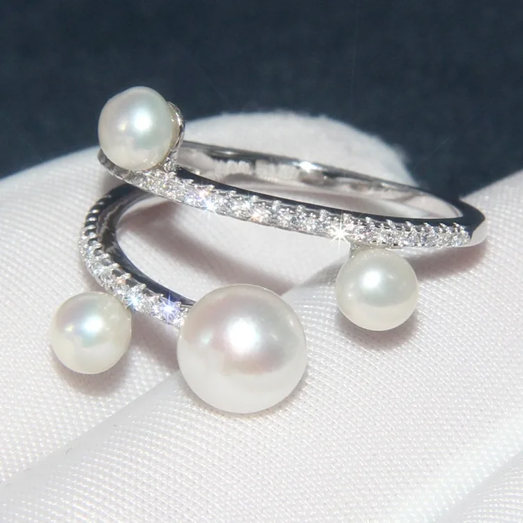 

925 Sterling Silver Ring Luxury Brand AAA Zircon Pearl Rings for Women Gift Monaco Jewelry DJR059