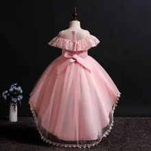 Платье принцессы для маленьких девочек; элегантное платье со шлейфом для подростков; коллекция года; летнее свадебное платье с цветочным узором для девочек; Детские Вечерние платья подружки невесты; For2-14