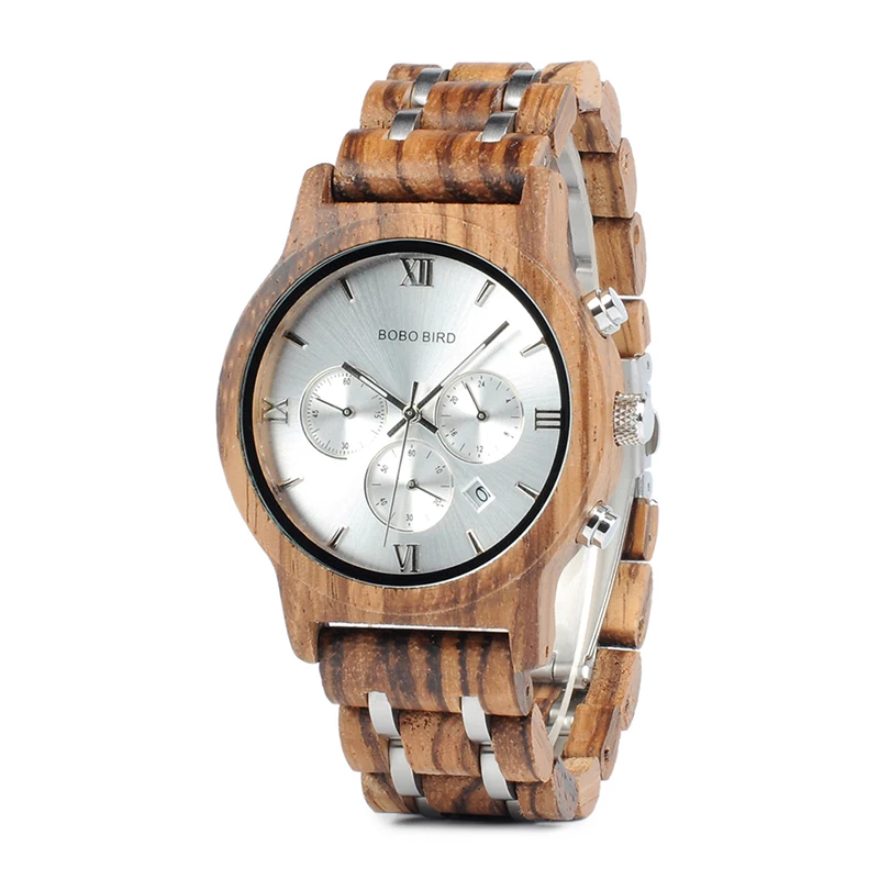 BOBO BIRD P19 Wooden Mens Quartz Watches Date Display Business Watch Ebony & Zebrawood Options Valentines Gift BOBO BIRD P19 Wooden Mens Quartz Watches Date Display Business Watch Ebony & Zebrawood Options Valentines Gift