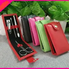 4 шт./компл. кусачки для ногтей ножницы пинцет из искусственной кожи Сумка Чехол Мини для ухода за ногтями Маникюрный набор инструментов Высокое качество по уходу за ногтями Наборы