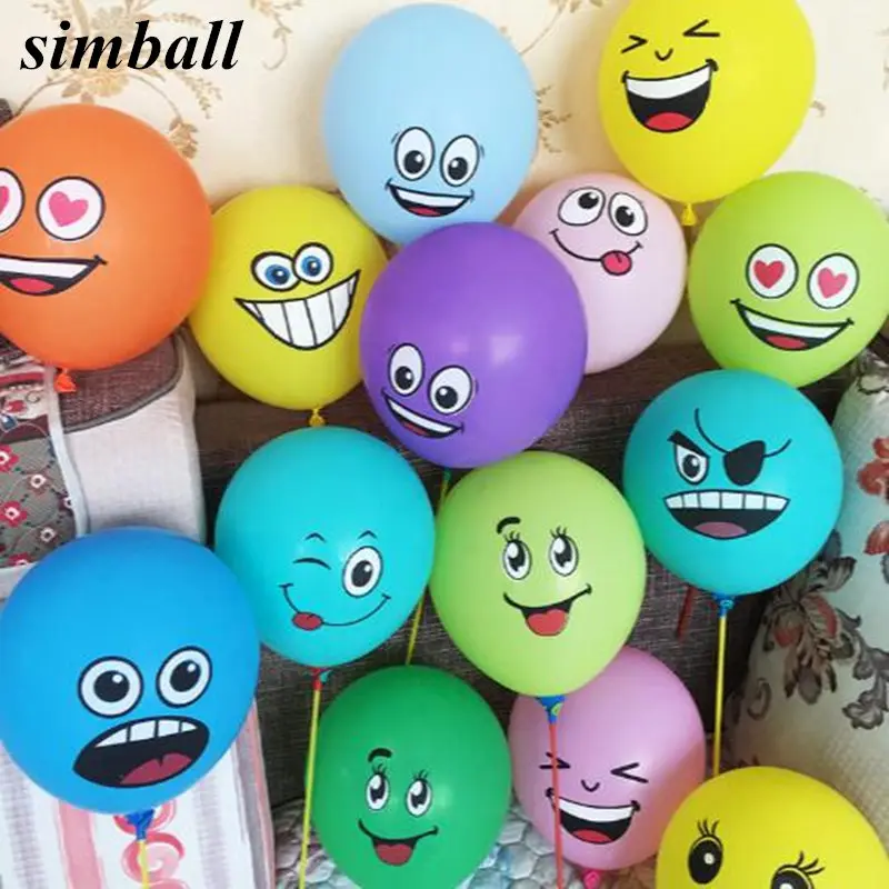 10 шт. милые печатные большие глаза улыбающееся лицо латексные шары с днем рождения украшения надувные воздушные шары для детей подарок