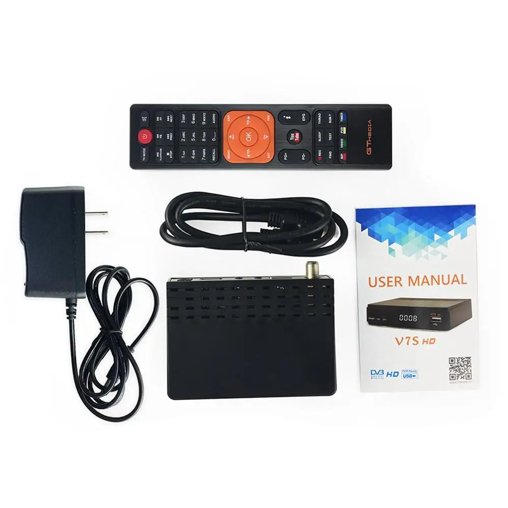 GTMedia V7S HD цифровой спутниковый ресивер DVB-S2 V7S HD Full 1080P+ USB wifi обновление Freesat V7 1 год Европа 7 Clines сервер - Цвет: Черный