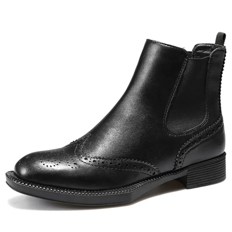 

2019 Fashion Classic Style Women Black Ankle Boots Low Heel Slip-On Chelsea Boots F685